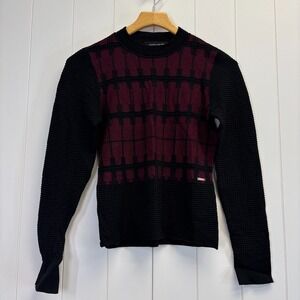 Ivanka Trump Womens Career Office Artsy Knit Sweater Size S Burgundy Academia